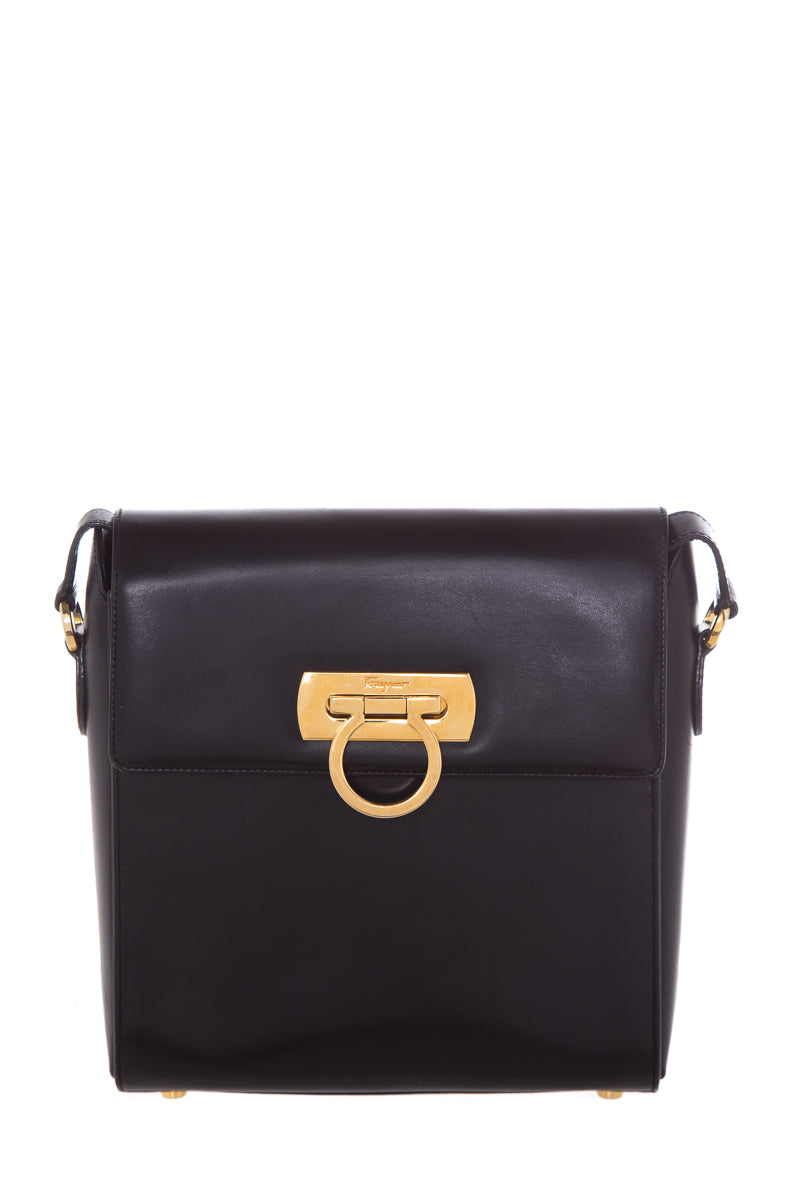 Salvatore Ferragamo Black Gancini Cross-Body