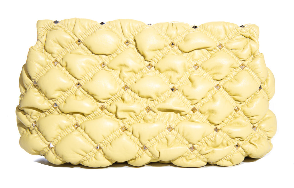 Valentino Citron Spikeme Lambskin Clutch Bag