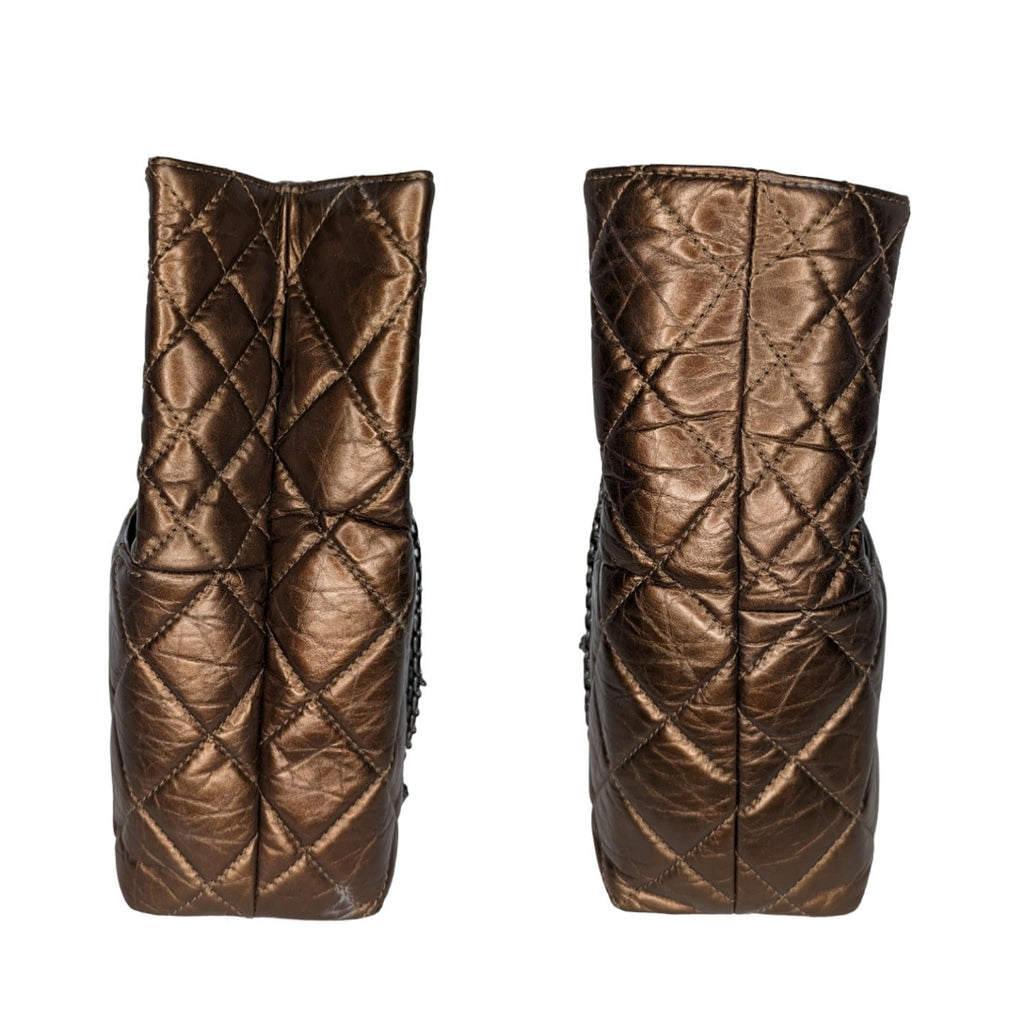 Chanel Metallic Aged Calfskin Quilted Reissue Tall Tote Bronze