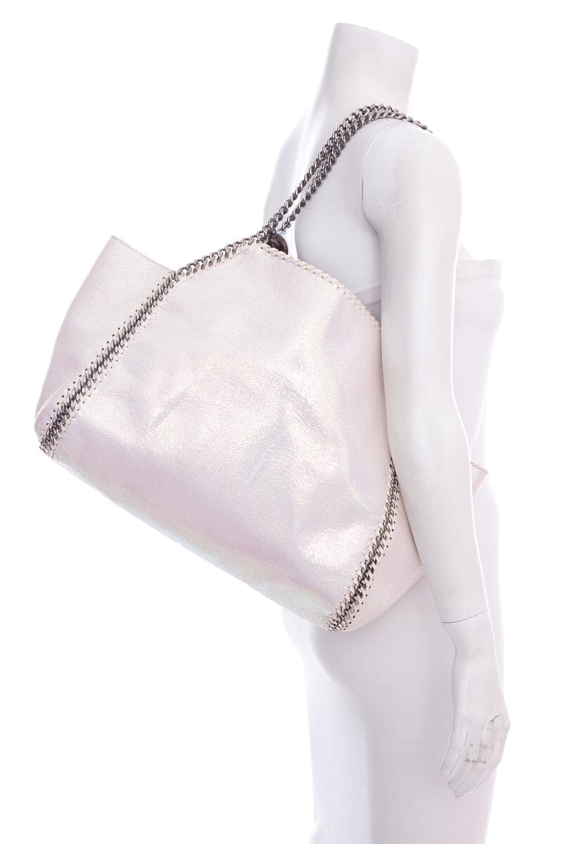 Stella McCartney White Iridescent Shaggy Deer Falabella Tote