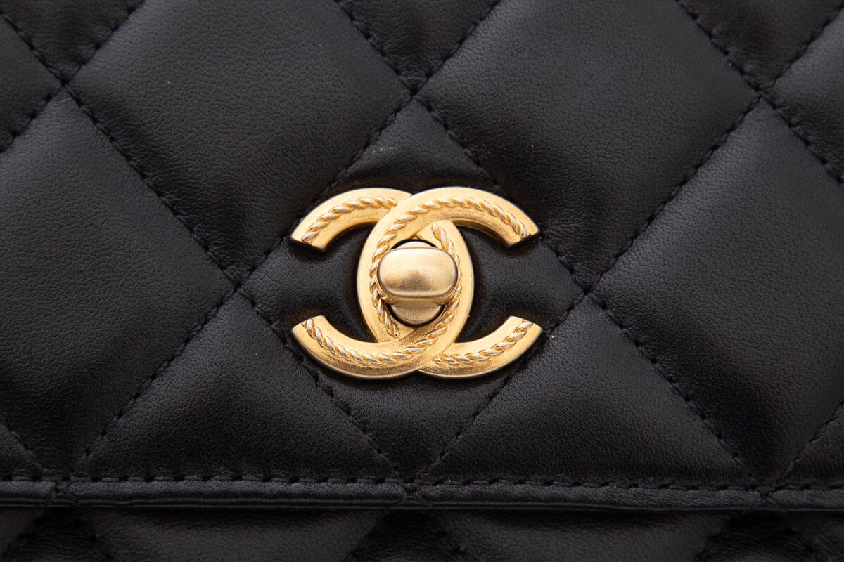Chanel 2023 Black Lambskin Trendy Handle Flap Bag