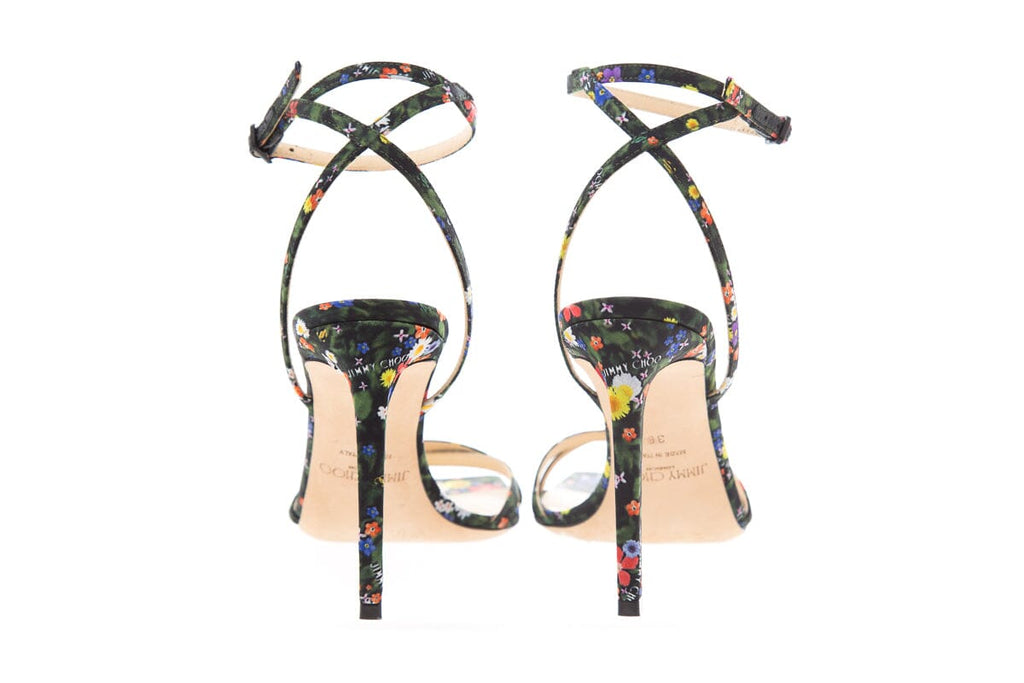 Jimmy Choo Metz Green Floral Print Sandals SZ 36
