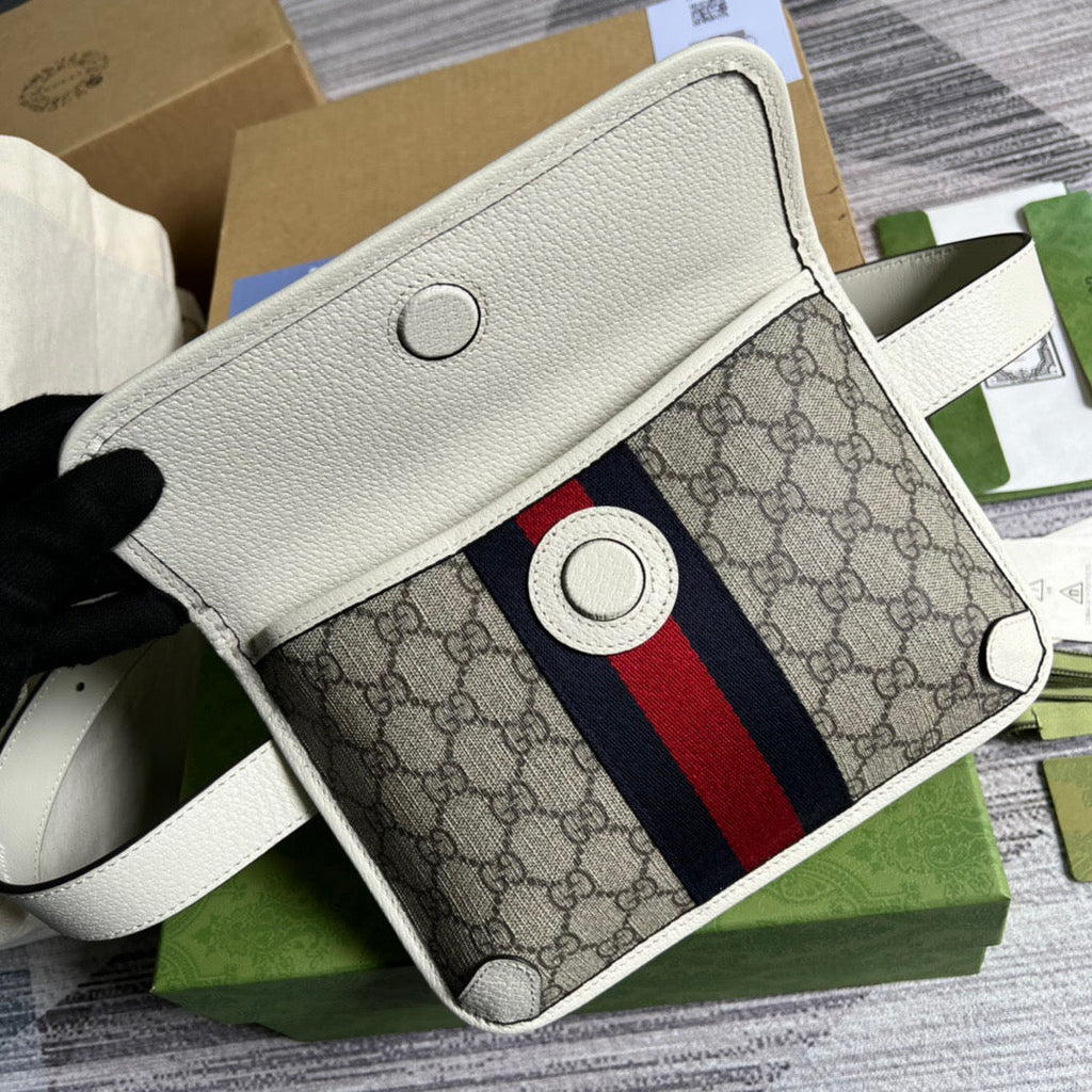 Glami OphiGLAMIa Belt Bag Beige And Ebony Glami Supreme Canvas, A Material With Low Environmental Impact For MenÃ‚Â  8.7in/22cm Glami 674081 96IWT 9794