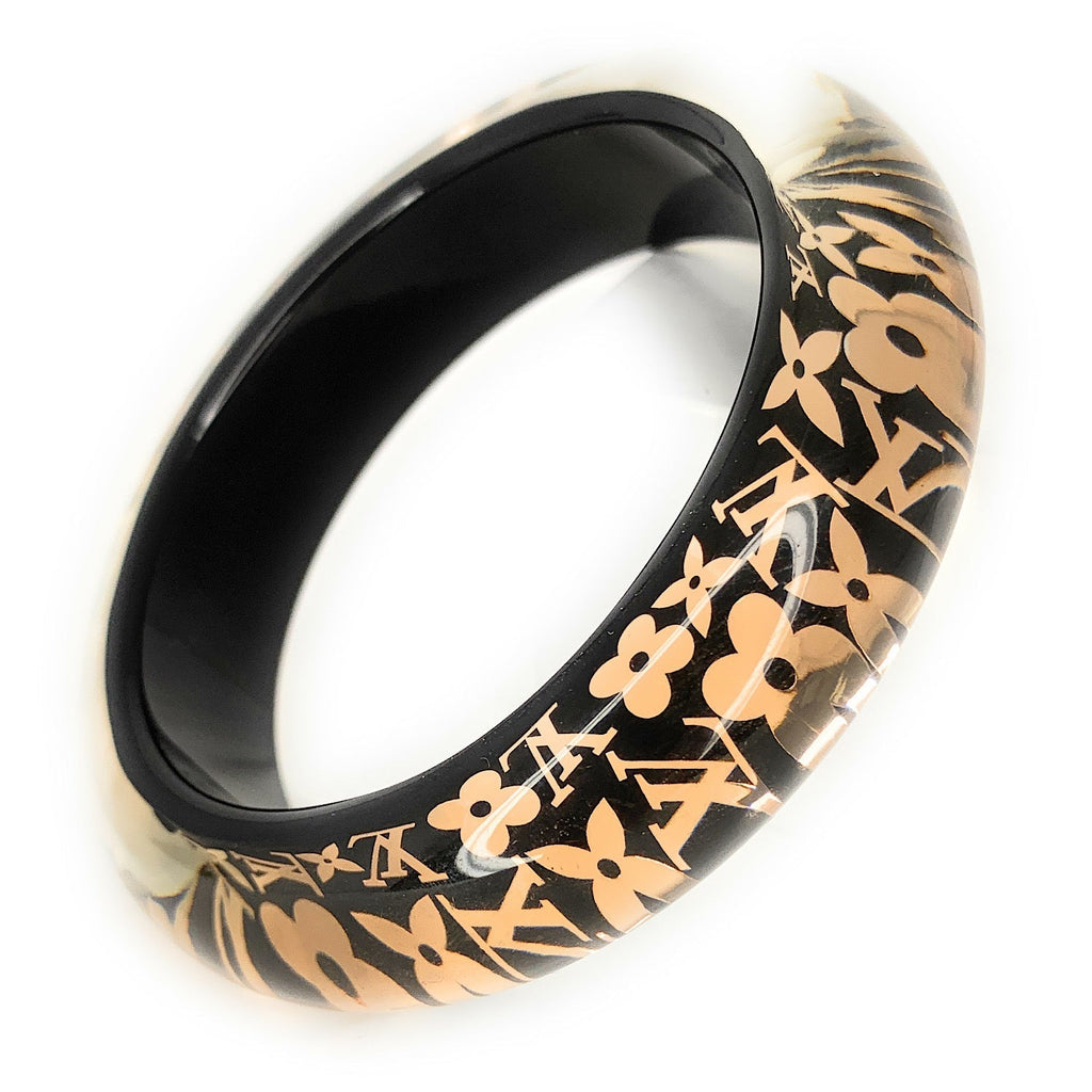 Louis Vuitton Aubergine & Gold LV Monogram Logo Inclusion Bangle Bracelet