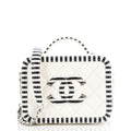 CHANEL Filigree Vanity Case Quilted Caviar with Striped Leather Small