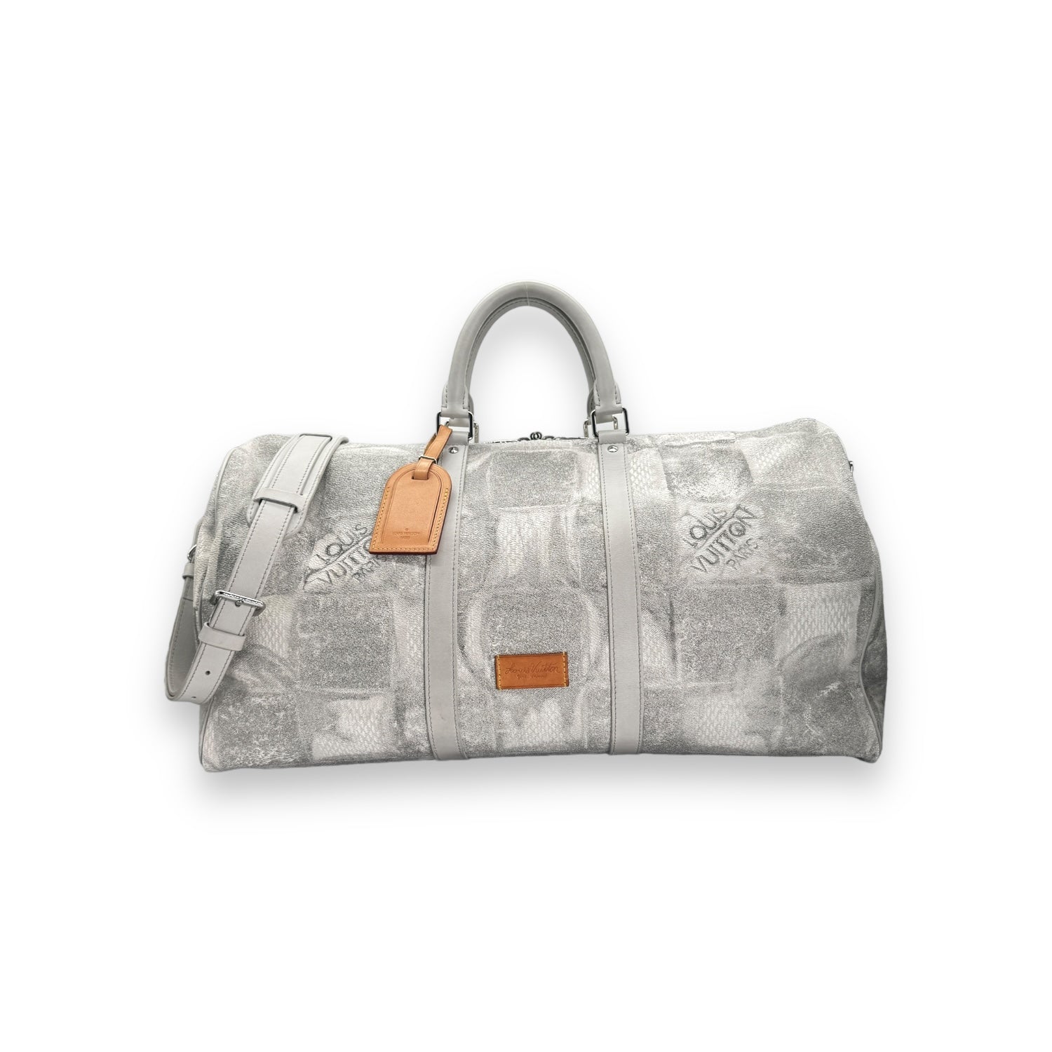 Louis Vuitton Damier Salt Bandouliere Keepall 50 Stone Grey