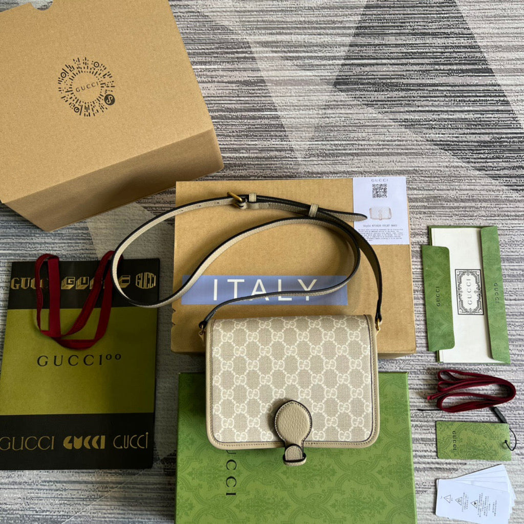 gg Mini Shoulder Bag With Interlocking G Beige For Women, Women’s Bags 7.9in/20cm gg ‎671620 UULBT 9683