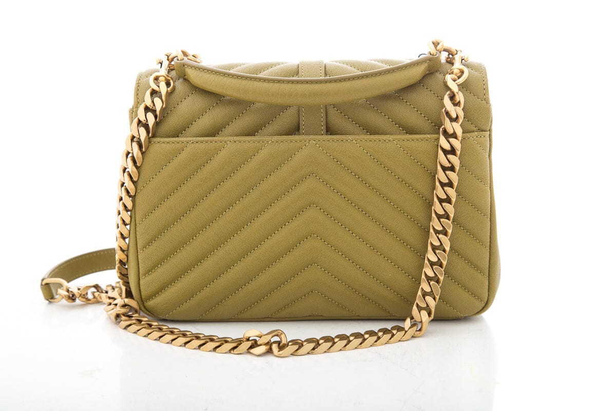 Saint Laurent Green College Chain Quilted Handbag