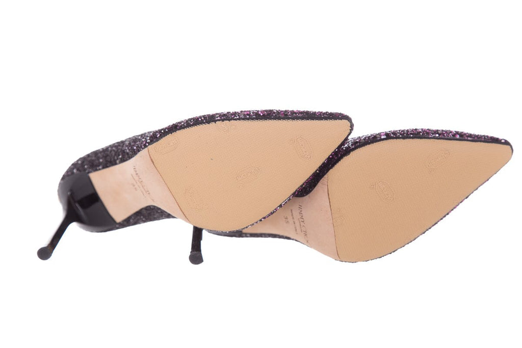Jimmy Choo Romy Black & Pink Glitter Heels SZ 35
