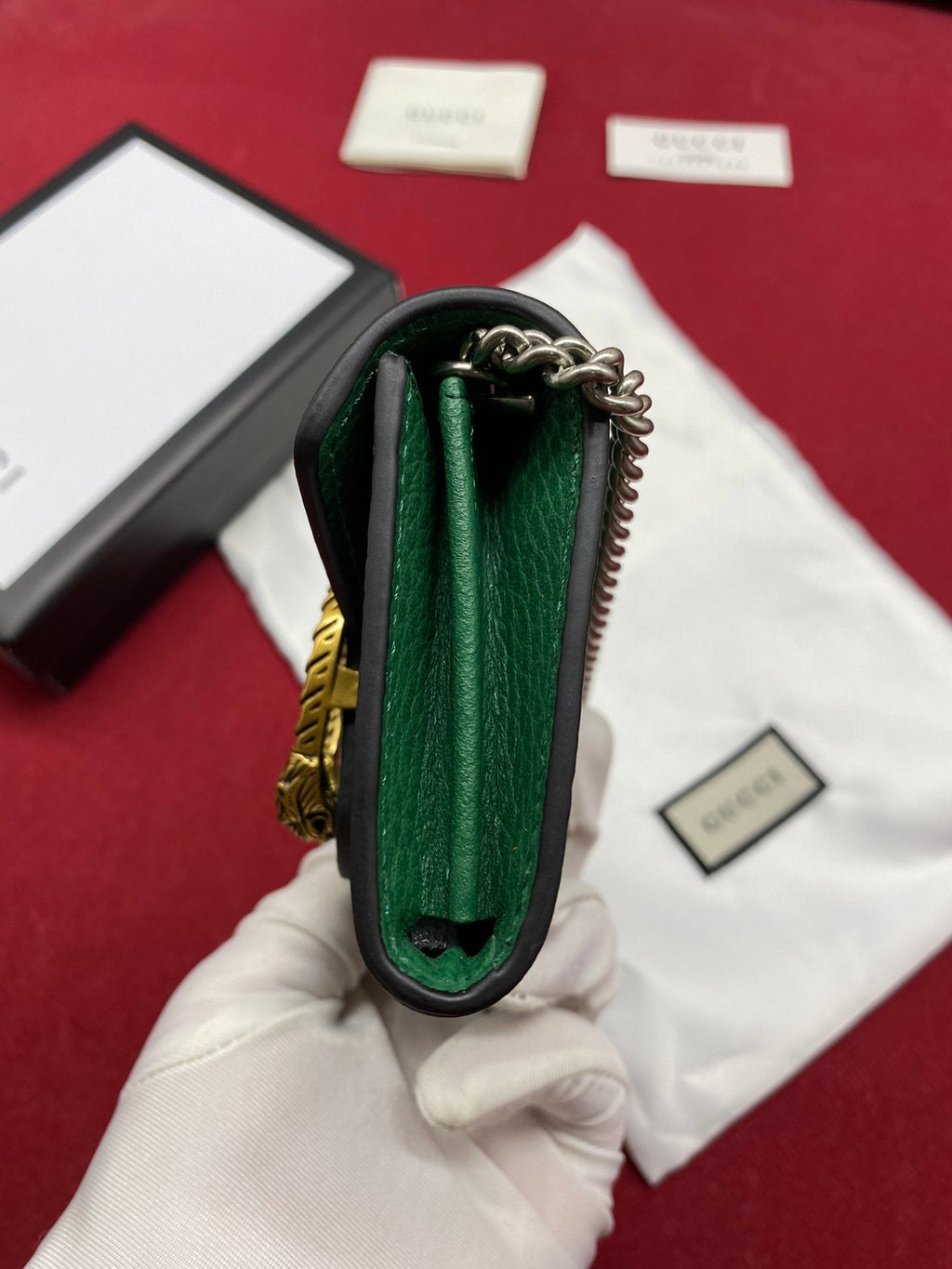 Glami Super Mini GLAMIonysus Chain Bag Emerald Green Metal-Free Tanned For Women 4in/11cm Glami