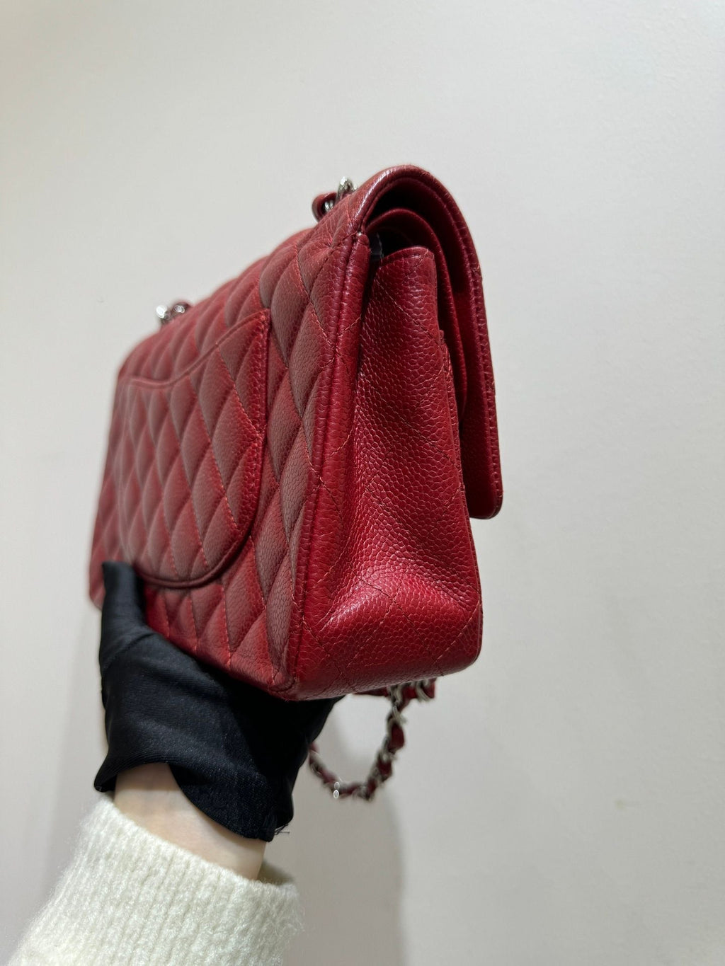 Preloved Chanel Classic Flap CF Medium Bag red 107784