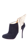 Christian Louboutin Black Suede & Gold Wing Heels SZ 36