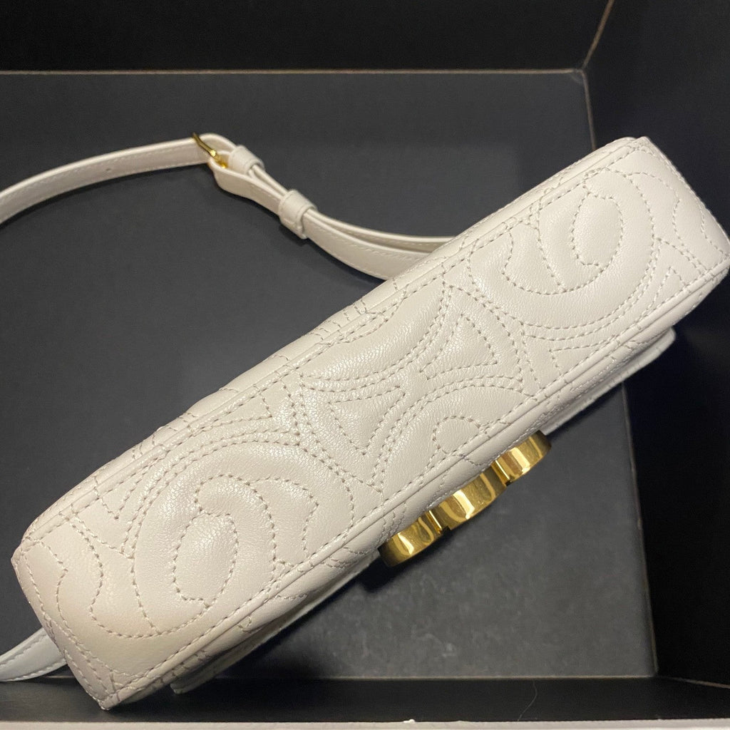 GLAMI Triomphe Shoulder Bag In Quilted Triomphe Lambskin White For Women 8in/20cm 194143EF4.01BC