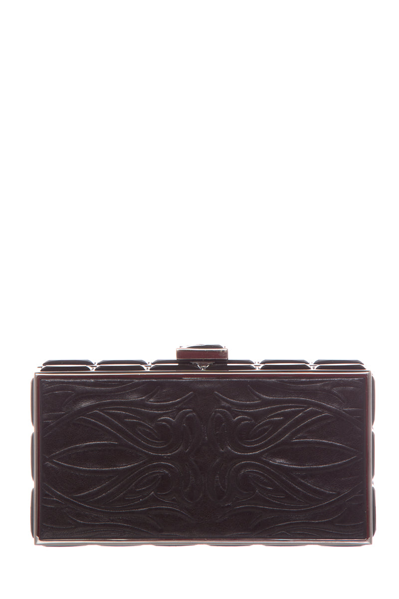 Judith Leiber Vintage Black Leather Embellished Evening Bag