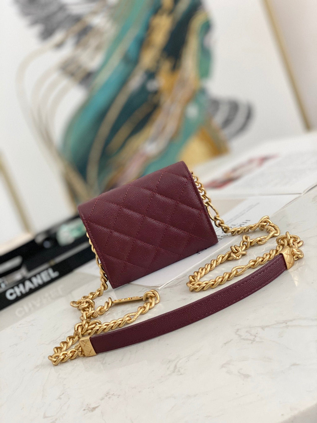 CHLMini GlamIap Bag Gold Toned Hardware Red For Women 4.7in/12cm