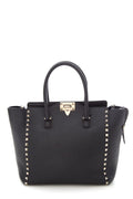 Valentino Black Leather Rockstud Tote Handbag