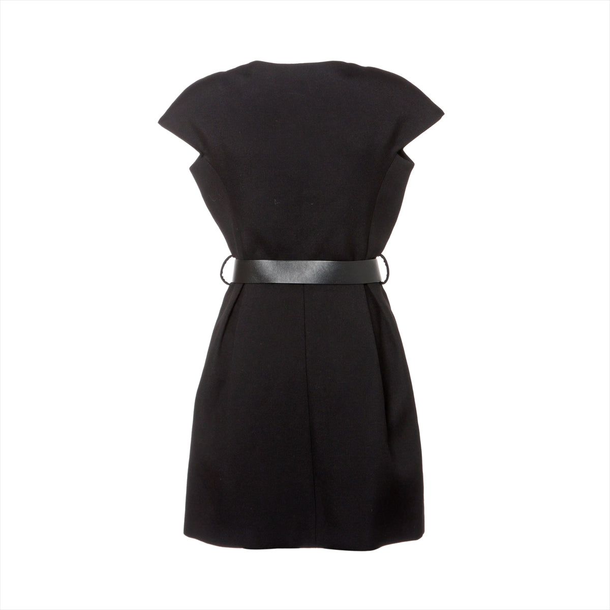 Louis Vuitton 23AW wool x silk northern sleeve onepiece 34 ladies black 1ABQRA RW232W monogram XXL detailed cap sleeve dress