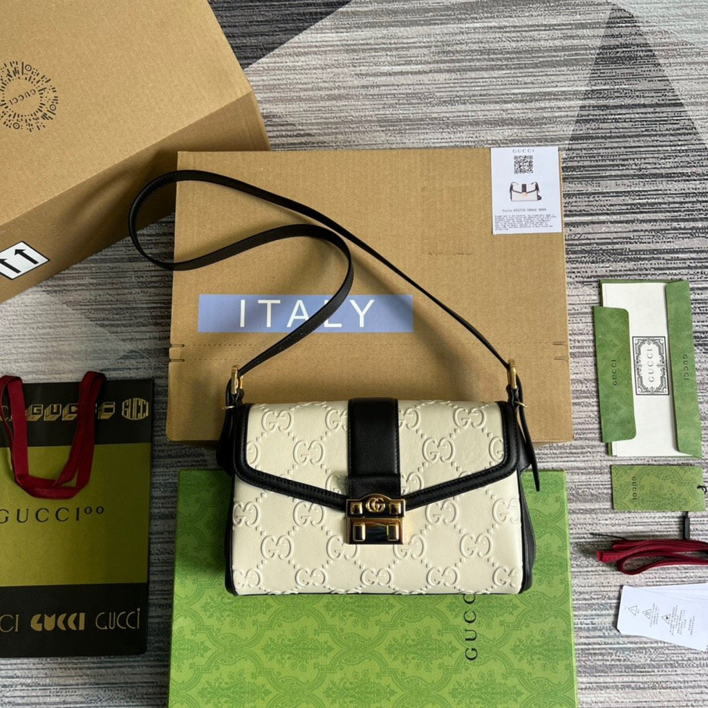 gg Small gg Top Handle Bag White For Women, Women’s Bags 17.7in/19cm gg ‎675791 UD9AX 9099