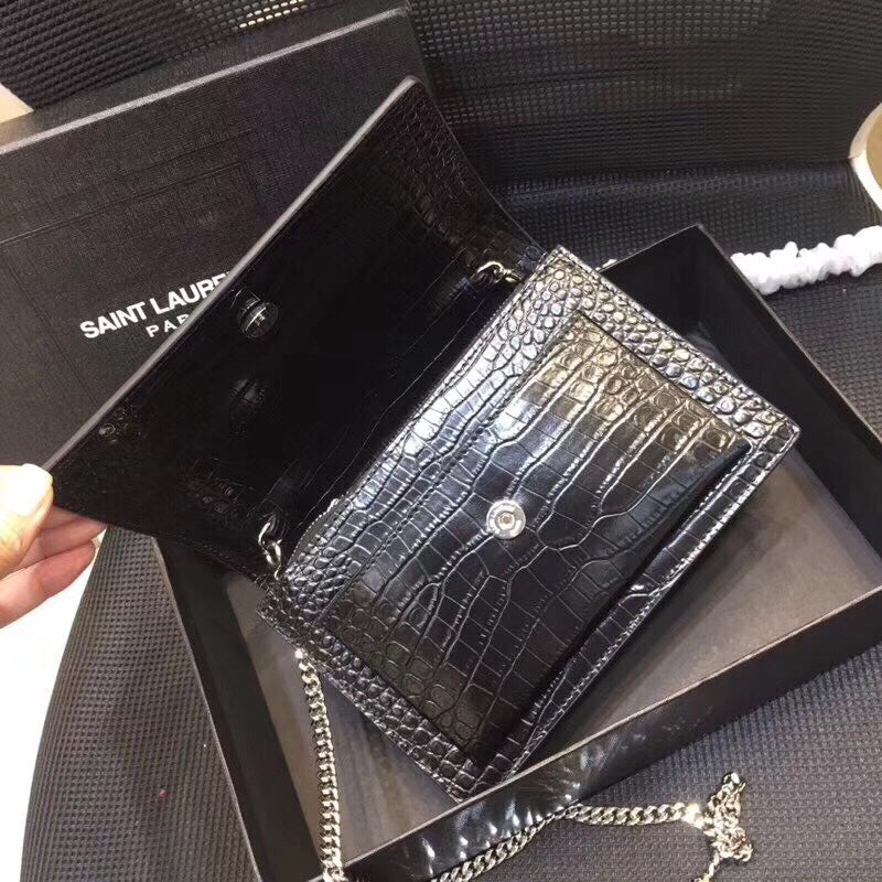 GLAMI Sunset Chain Wallet Ã‚Â In-Embossed Black For Women 8.2in/21cm YSL