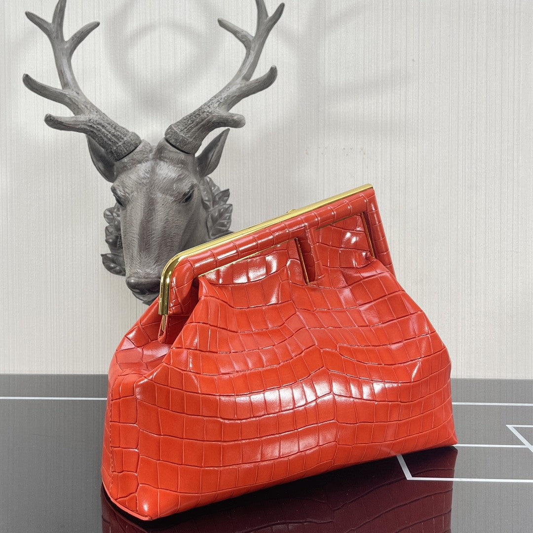 FI First MeGLAMIum Orange CrocoGLAMIle Bag For Woman 32.5cm/13in