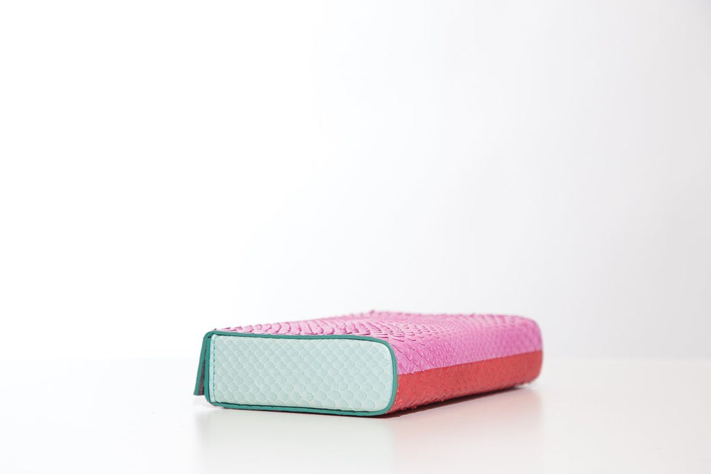 Iris Noble Multi Color Python Leather Clutch