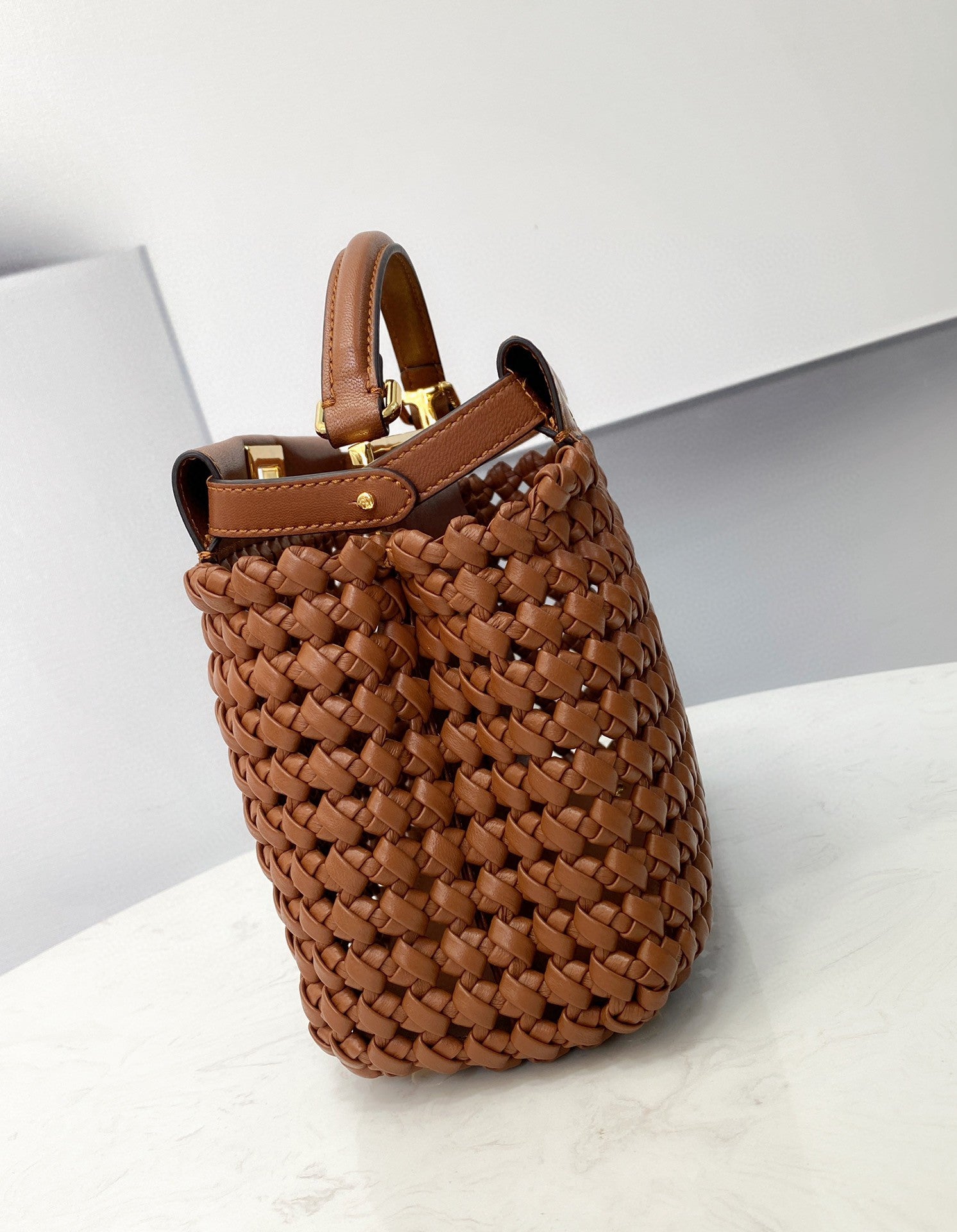 FI GlamI Mini Brown Braided Bag For Woman 18cm/7in