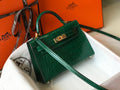 HM Mini Kelly 19 Green Crocodile Bag For Women, Handbags, Shoulder Bags 7.5in/19cm