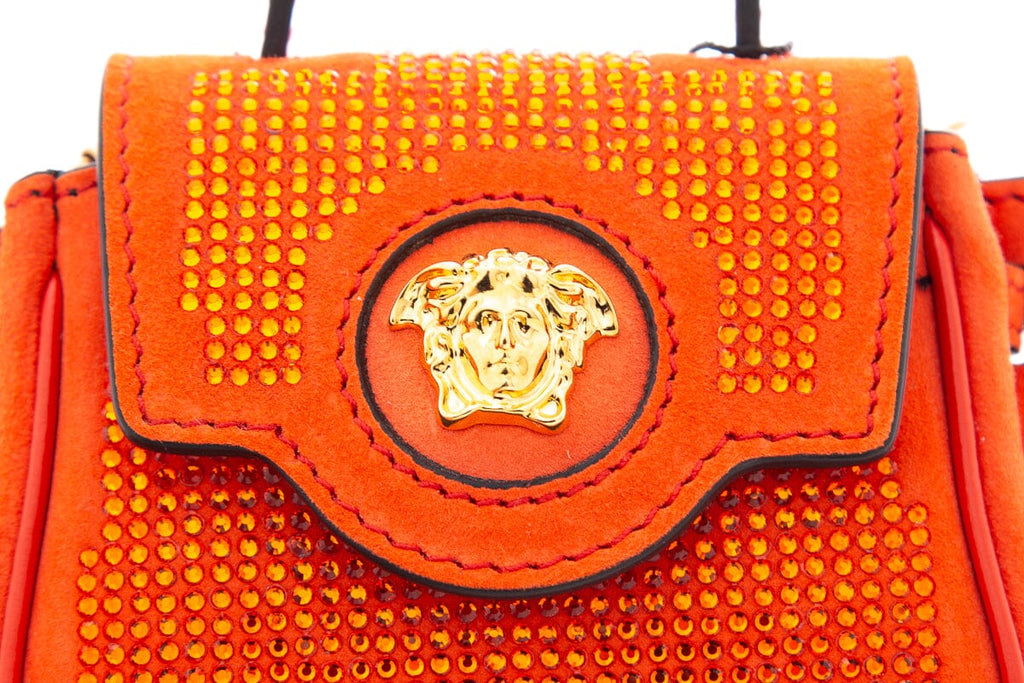 Versace Orange Mini La Medusa Studded Cross-Body