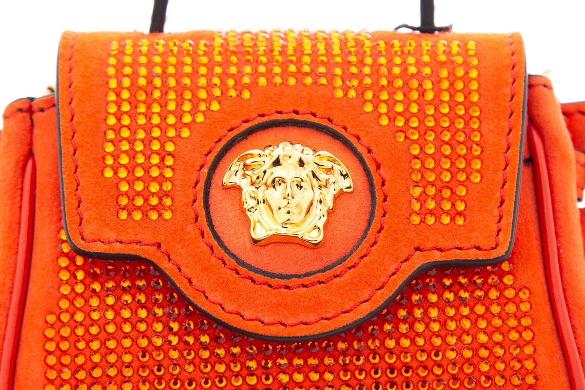 Versace Orange Mini La Medusa Studded Cross-Body