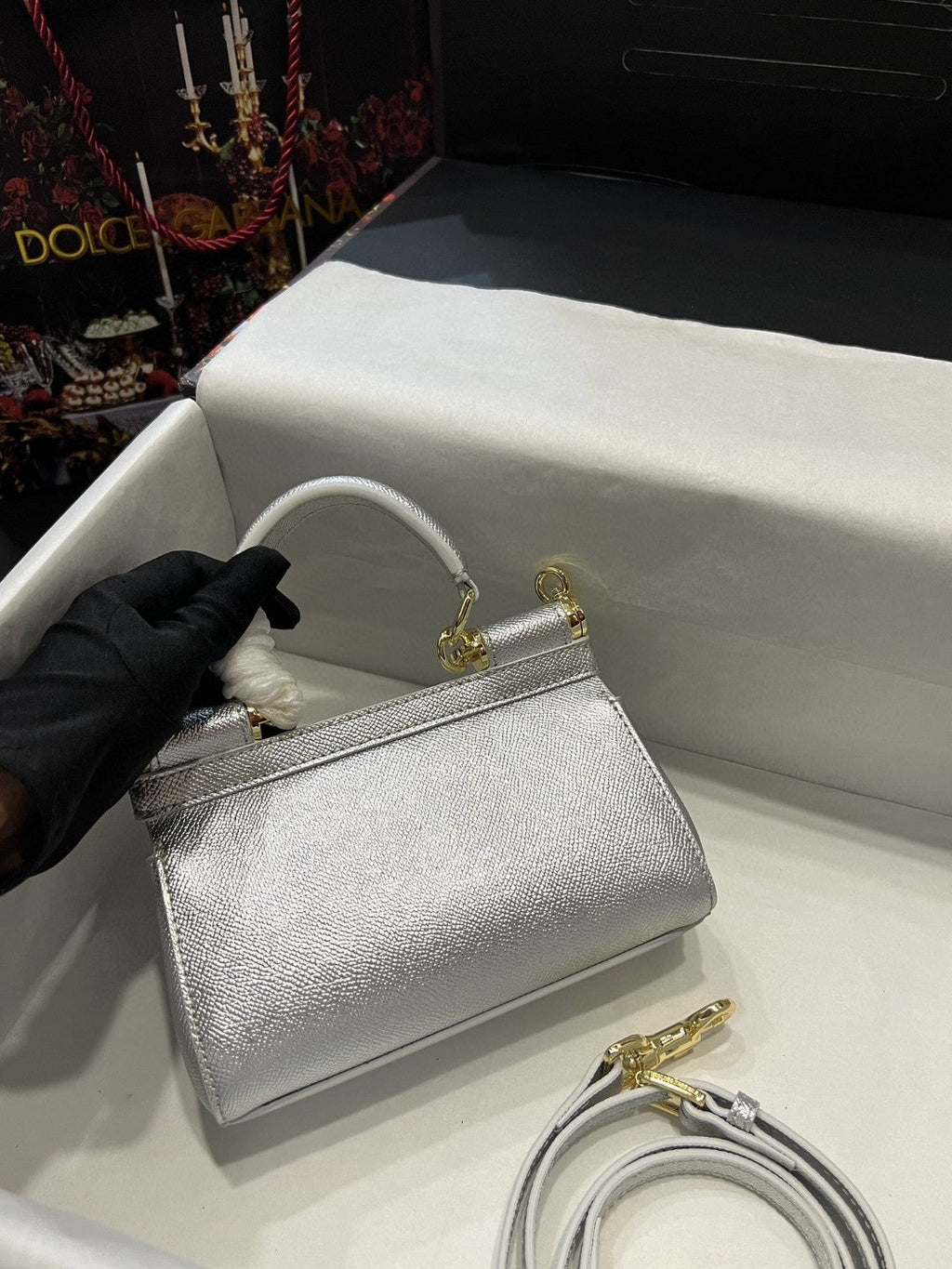 GLAMI Small Sicily Bag In Dauphine Silver For Women 7.5in/19cm GLAMIÃ‚Â 