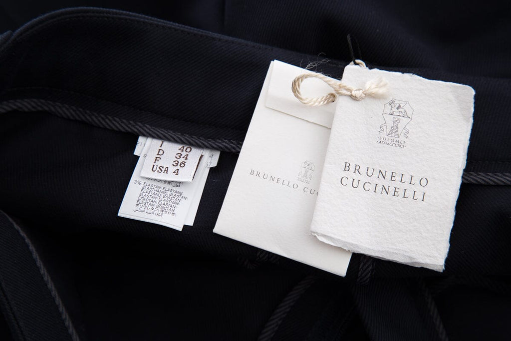 Brunello Cucinelli Navy Cotton Pants SZ 4 NWT