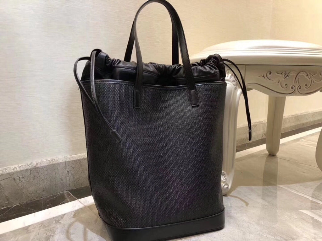 GLAMI Teddy MeGLAMIum Canvas Handle Bucket Tote Bag Black For Women 13in/33cm YSL 551595 96W1E 1000