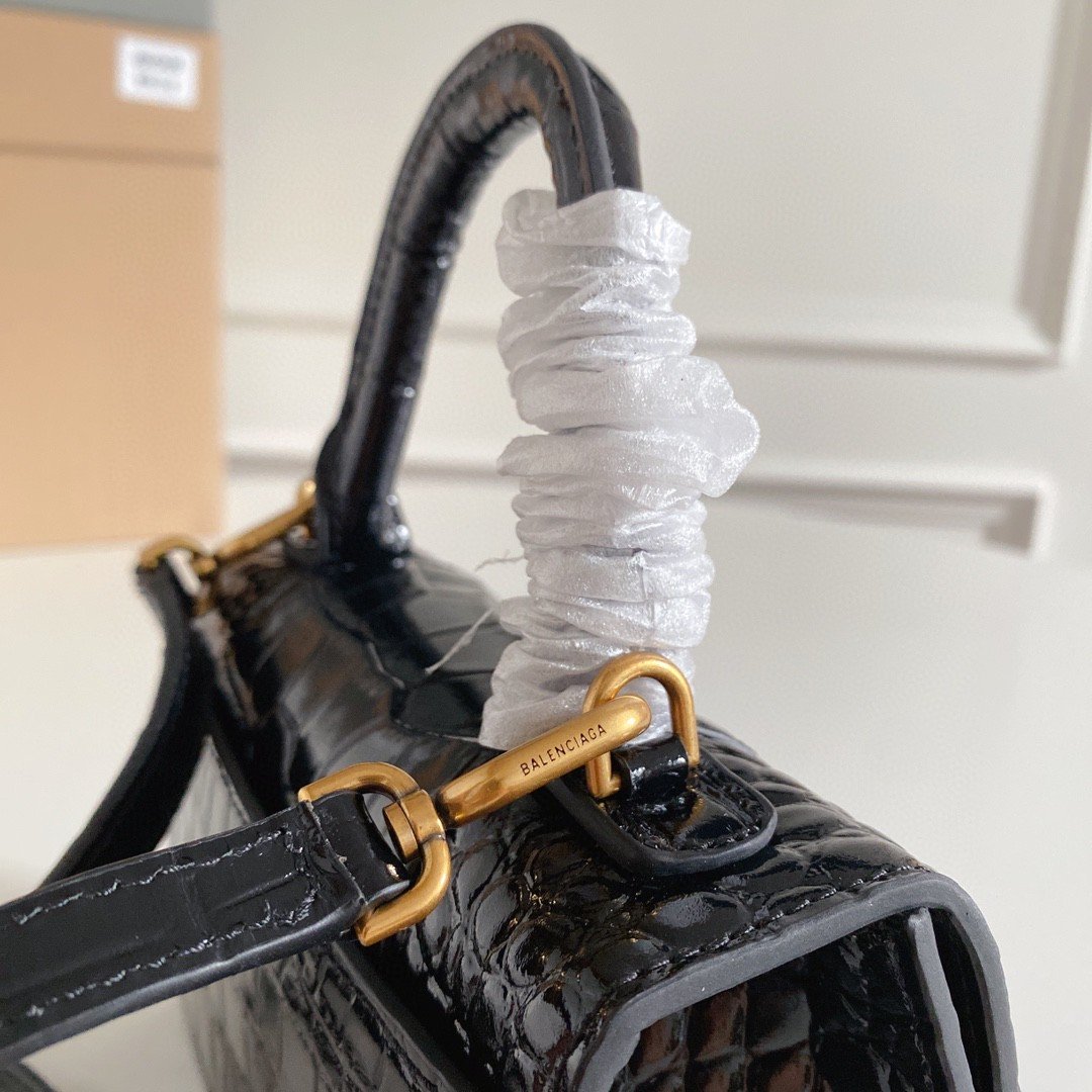 Balen Hourglass XS Handbag In Black, For Women, WomenÃƒÂ¢Ã¢â€šÂ¬Ã¢â€žÂ¢s Bags 7.4in/19cm