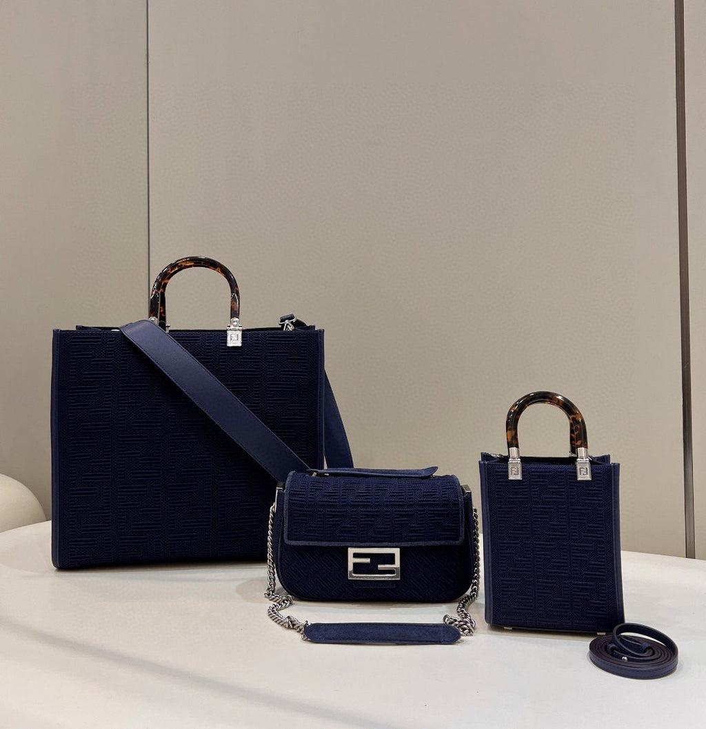 FI Baguette Chain MiGLAMI Navy Blue FF Fabric Bag For Woman 14.5cm/6in