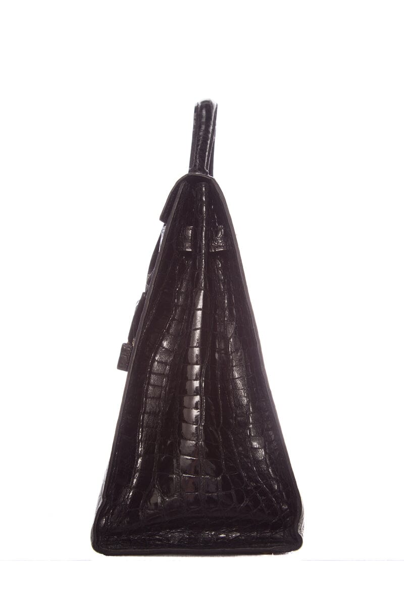 HermÃƒÆ’Ã‚Â¨s Black Croc Kelly 35 GHW  Handbag