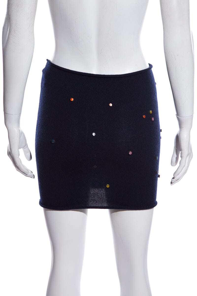 Chanel Confetti Cashmere Navy Skirt SZ 34