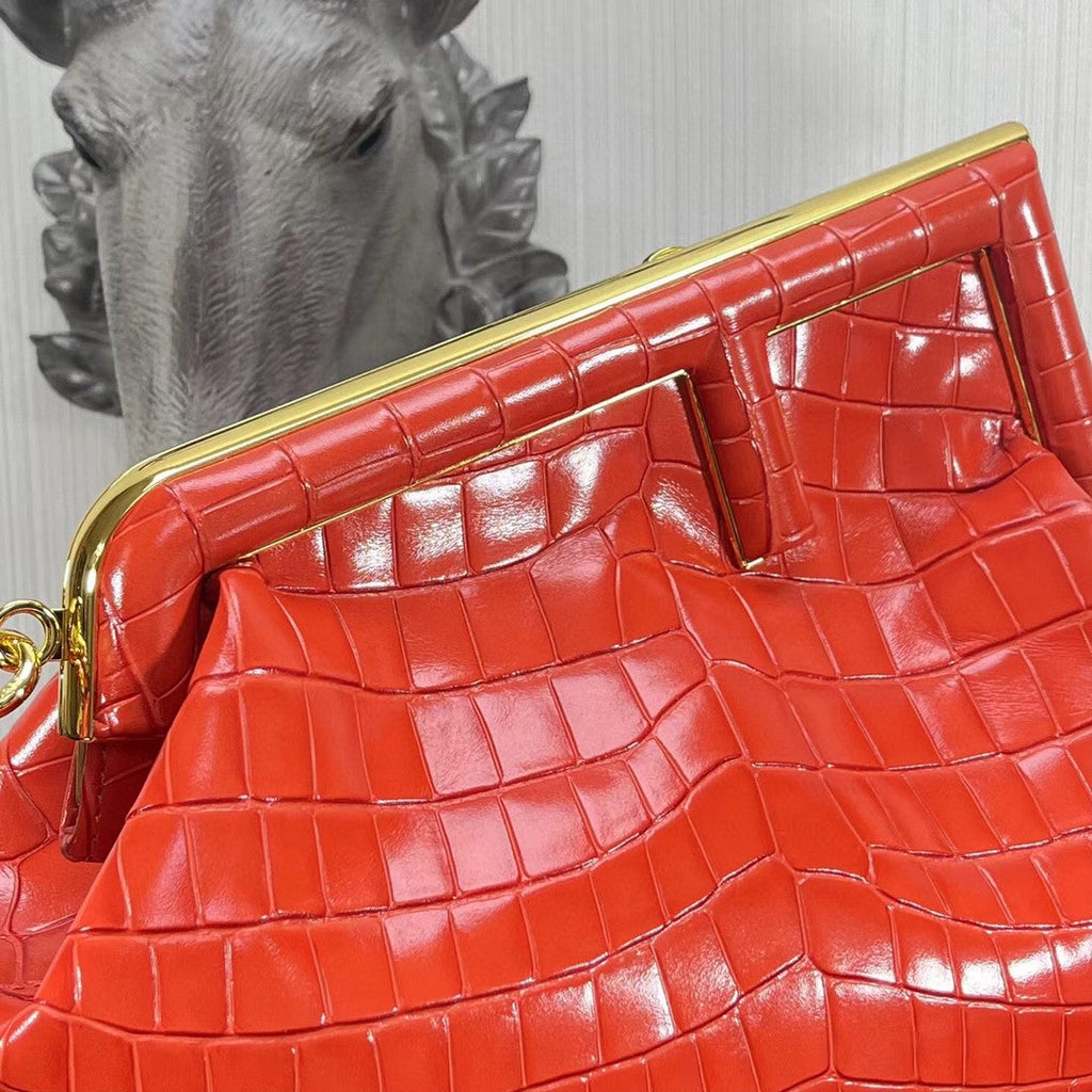 FI First MeGLAMIum Orange CrocoGLAMIle Bag For Woman 32.5cm/13in