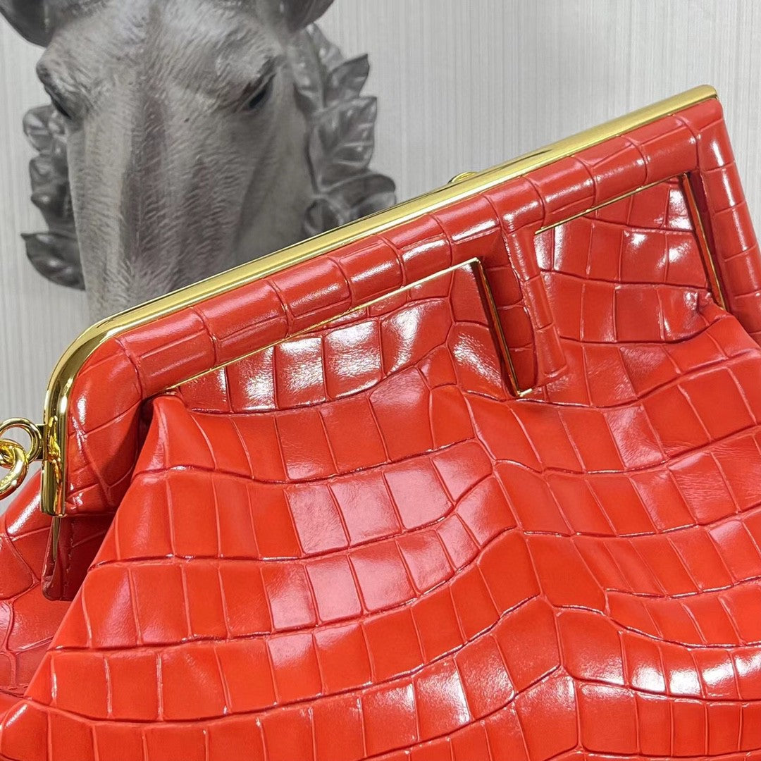 FI First MeGLAMIum Orange CrocoGLAMIle Bag For Woman 32.5cm/13in