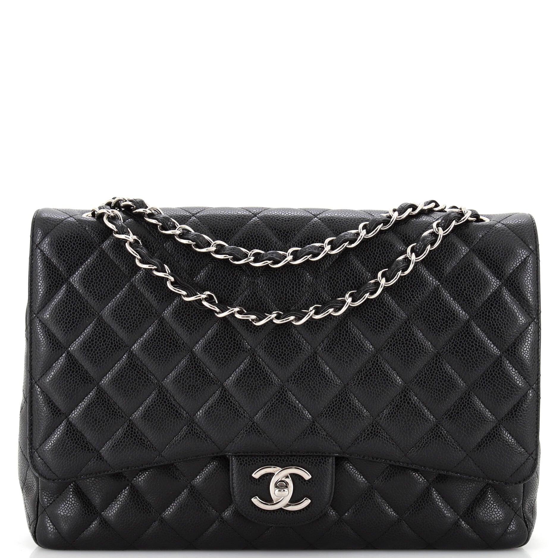 CHANEL Classic Double Flap Bag Quilted Caviar Maxi