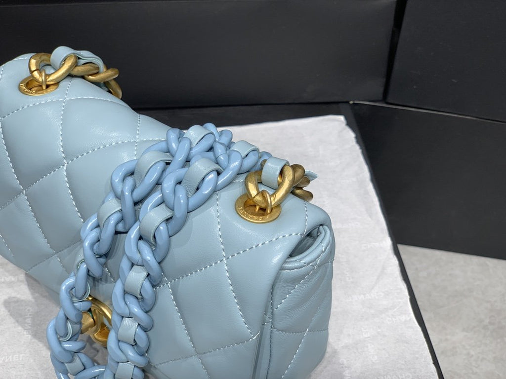 CHLMini GlamIap Bag Gold-Tone Metal Blue Bag For Women 13cm/5in