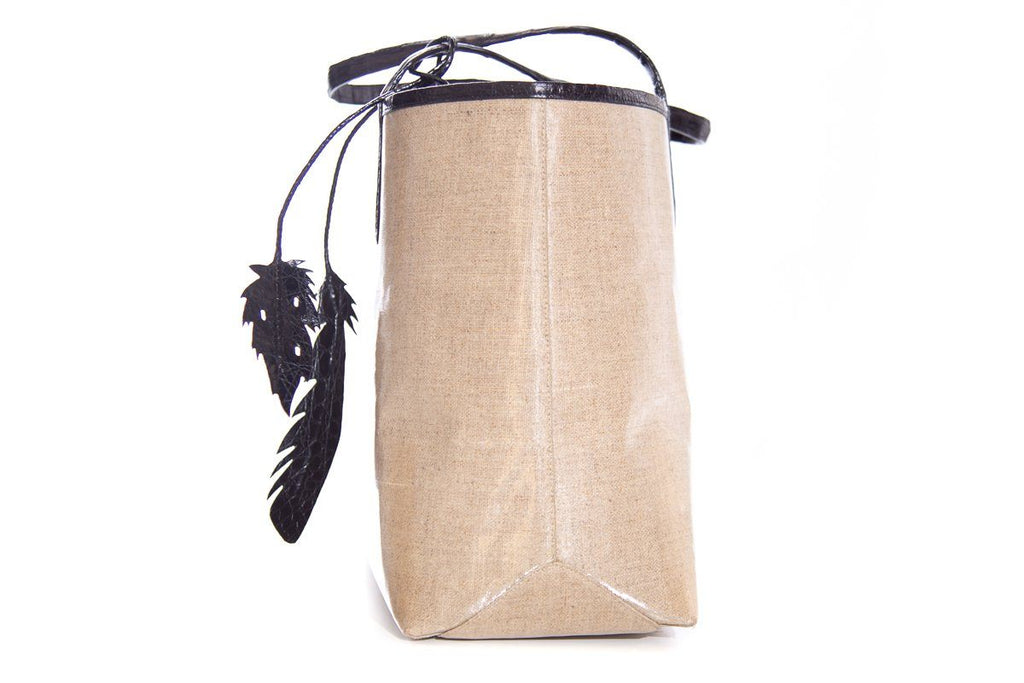 Nancy Gonzalez Crocodile-Accented Coated Canvas Tote