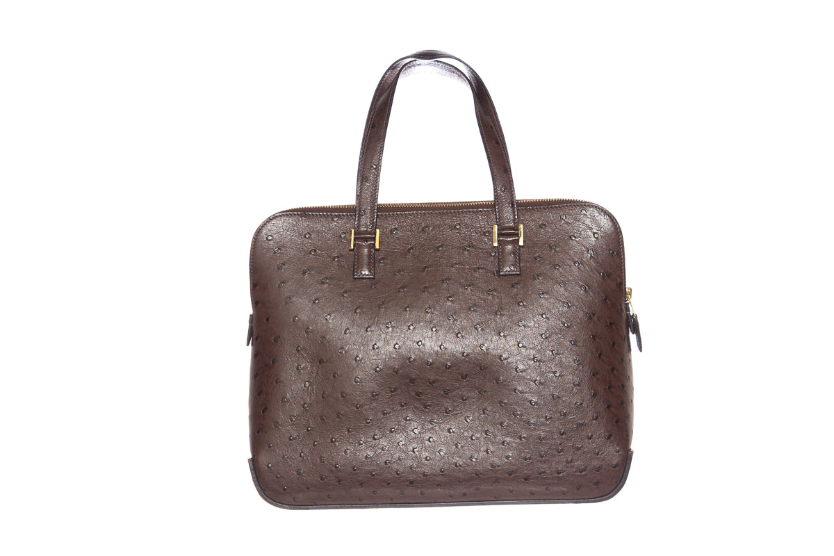HermÃƒÆ’Ã‚Â¨s Brown Ostrich Escapade Handbag