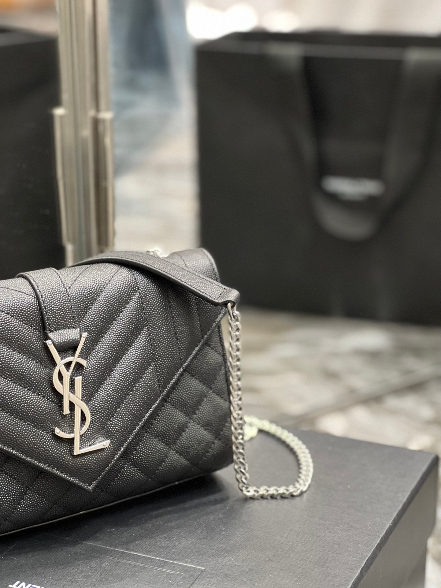 GLAMI Small Bag Black In Mix Matelasse For Women 8.2in/21cm YSL 600195BOW921000