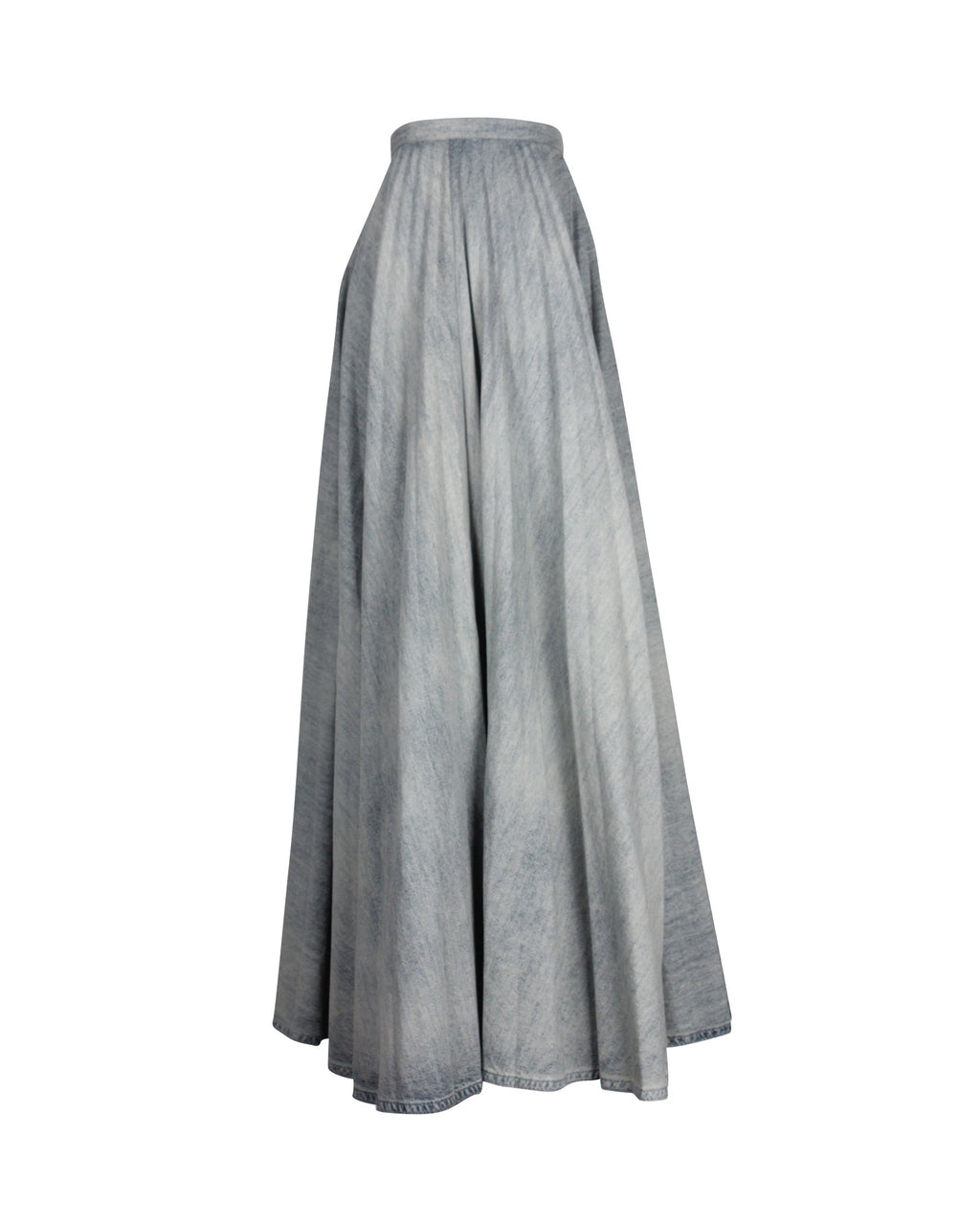 Dior Pleated Midi Length Skirt in Light Blue Denim