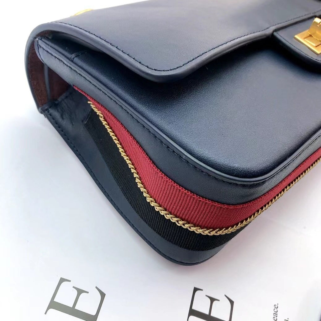 CHLMaroon Medallion Nude Reissue 2.55 Classic 225 Flap Navy Blue Bag For Women 24cm/9.4in