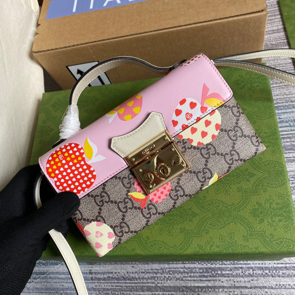 Glami Padlock Strawberry Mini Bag Beige For Women, Women’s Bags 7in/18cm Glami