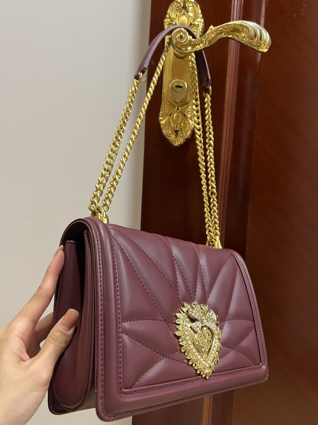 GLAMI Large Devotion Bag In Quilted Nappa Dark Violet For Women 10in/26cm GLAMI