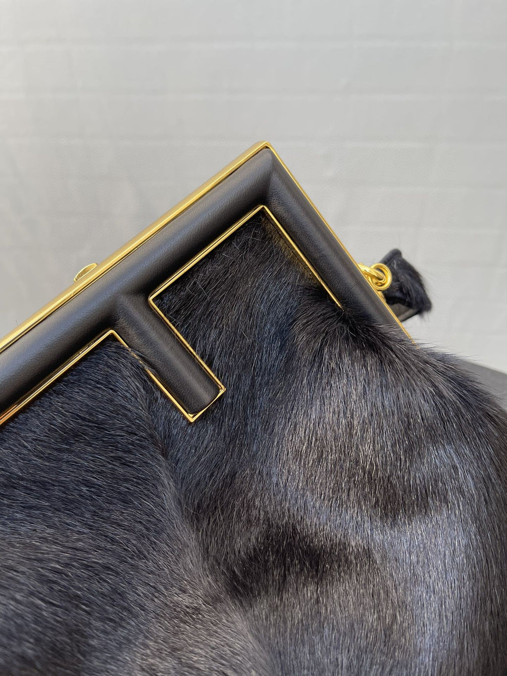 FI First MeGLAMIum Black Fox Fur Bag For Woman 32.5cm/13in