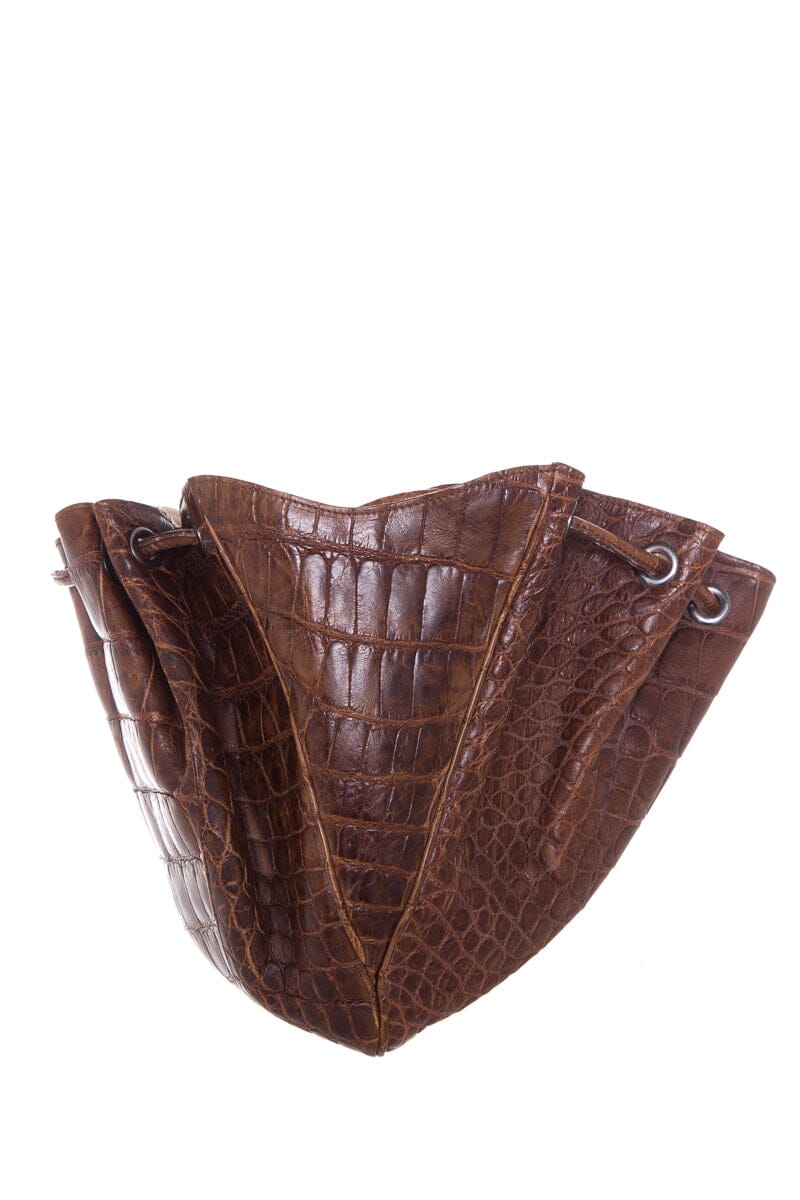 Giorgio Armani Brown 2000's Croc Handbag