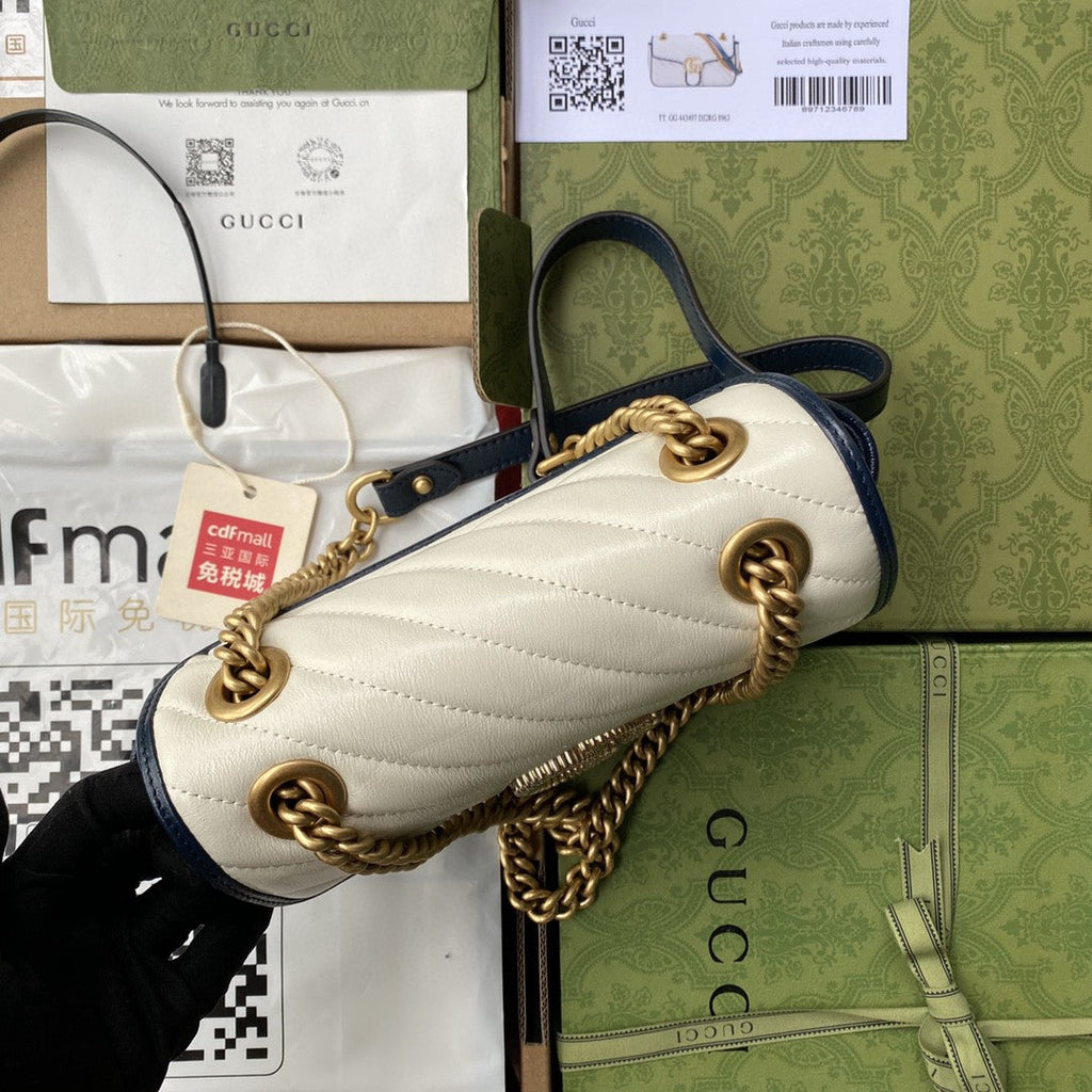 gg Marmont Matelassé Mini Bag  White For Women 9in/22cm gg
